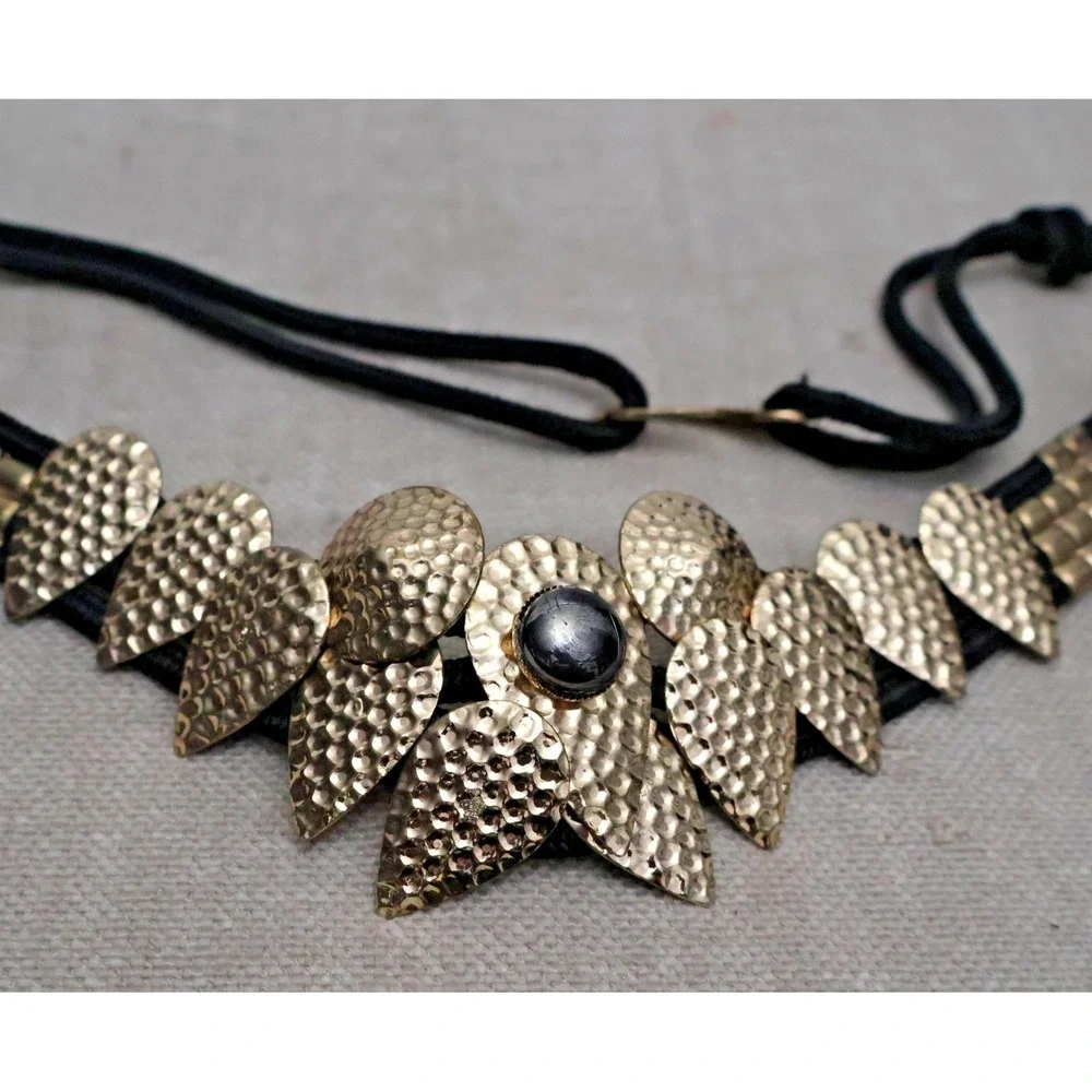 Beaded‎ Belt  80s 90s Multi Strand Gold Brass Rock Disco